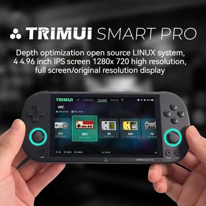 Console de jeu portable Trimui Smart Pro avec écran IPS de 4,96 pouces, système Linux open source, 64 Go (blanc)