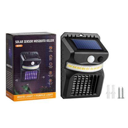 E-SMARTER W792 LED Solar Wall Light With Purple Light Mosquito Control Function Human Intelligent Sensor Outdoor Garden Lamp, Specification: White Light+Yellow Light