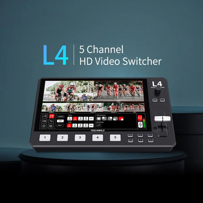 FEELWORLD L4 Multi-Camera Video Mixer Switcher 10.1" Touch Screen USB 3.0 Fast Streaming(EU Plug)