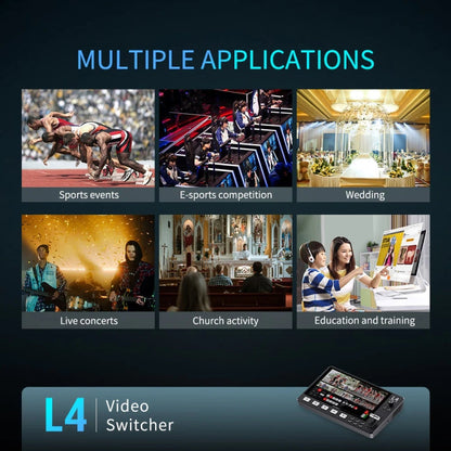 FEELWORLD L4 Multi-Camera Video Mixer Switcher 10.1" Touch Screen USB 3.0 Fast Streaming(AU Plug)