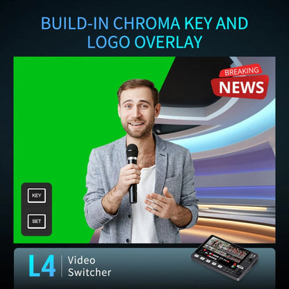 FEELWORLD L4 Multi-Camera Video Mixer Switcher 10.1" Touch Screen USB 3.0 Fast Streaming(AU Plug)