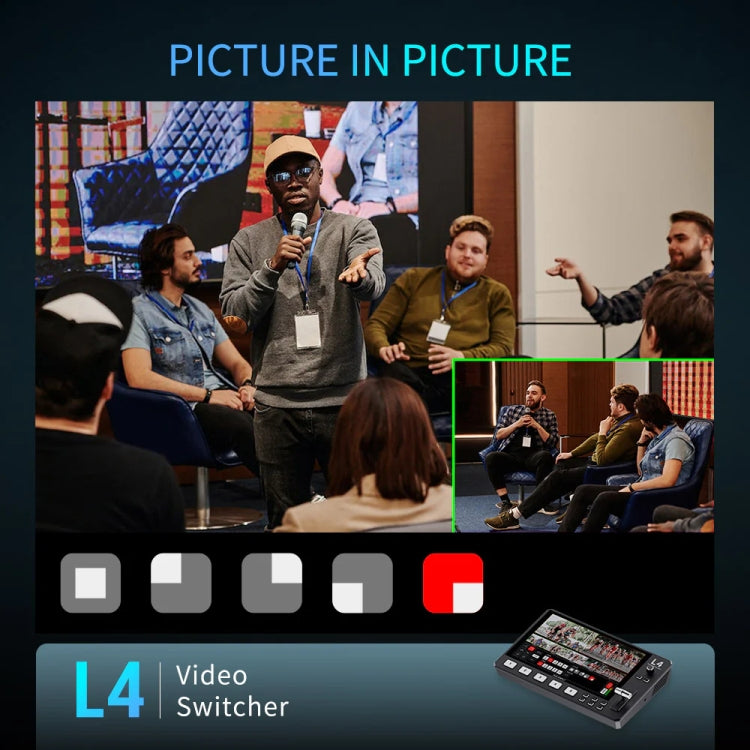 FEELWORLD L4 Multi-Camera Video Mixer Switcher 10.1" Touch Screen USB 3.0 Fast Streaming(AU Plug)