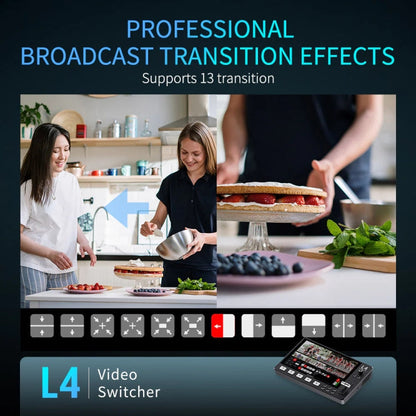 FEELWORLD L4 Multi-Camera Video Mixer Switcher 10.1" Touch Screen USB 3.0 Fast Streaming(AU Plug)