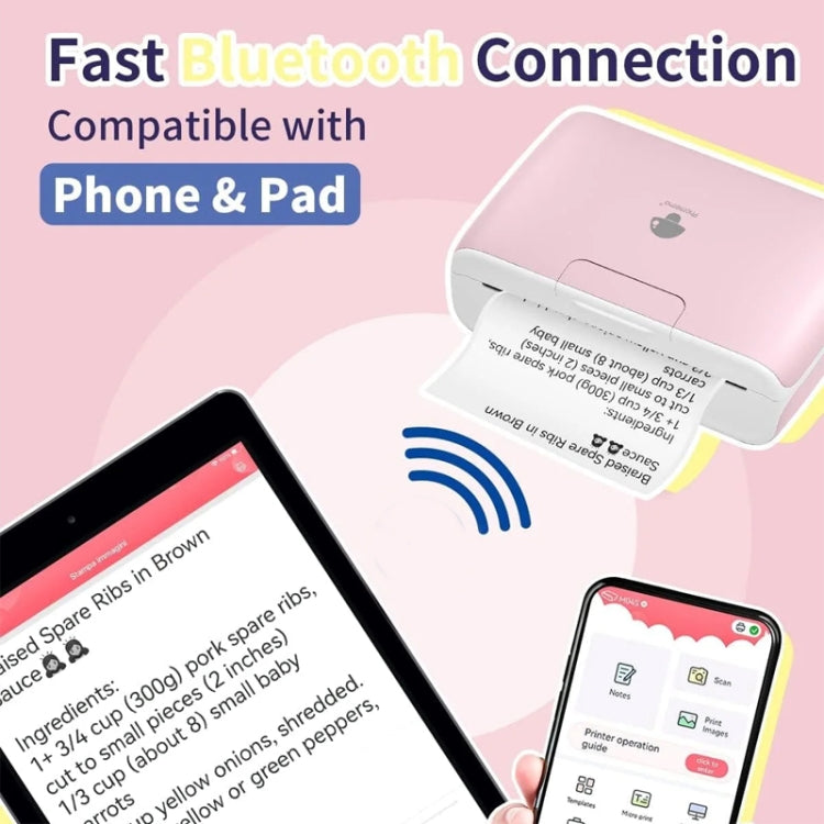 Imprimante thermique Phomemo M04S, compatible avec une largeur d'impression de 4 pouces, imprimante sans encre Bluetooth 300 dpi (rose)