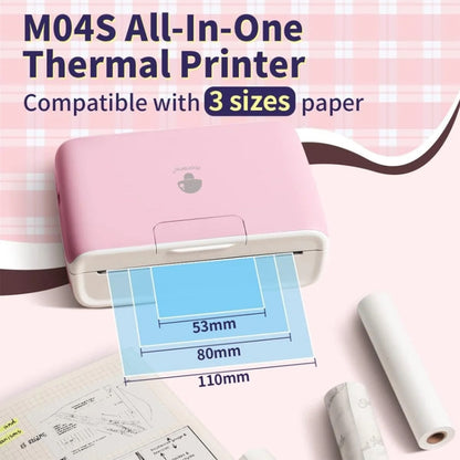 Imprimante thermique Phomemo M04S, compatible avec une largeur d'impression de 4 pouces, imprimante sans encre Bluetooth 300 dpi (rose)