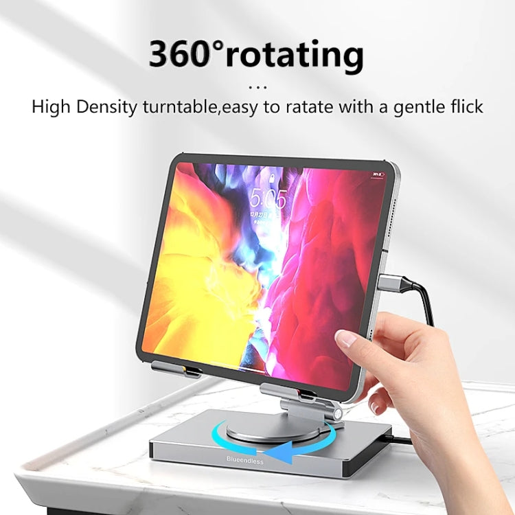 Blueendless 4K/60Hz Multifunctional Folding Tablet Type-C Docking Station Bracket, Spec: 8-in-1 Rotating