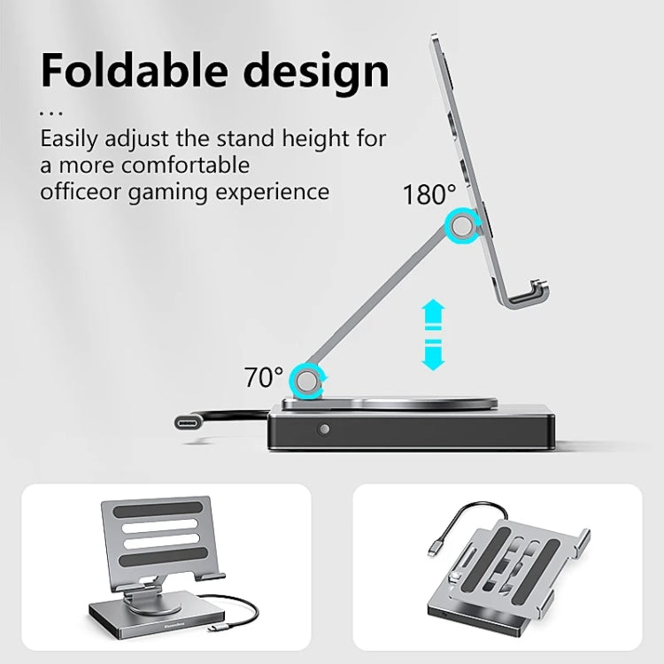 Blueendless 4K/60Hz Multifunctional Folding Tablet Type-C Docking Station Bracket, Spec: 8-in-1 Rotating