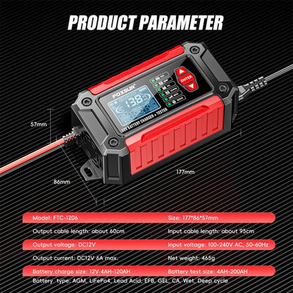 FOXSUR Cars Motorcycles 12V Lithium Cattery Charger With Battery Detection(AU Plug)