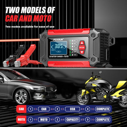 FOXSUR Cars Motorcycles 12V Lithium Cattery Charger With Battery Detection(EU Plug)