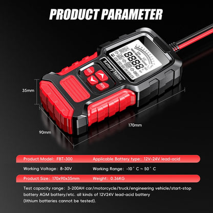 FOXSUR Automobile Motorcycle Battery Voltage Capacity Tester