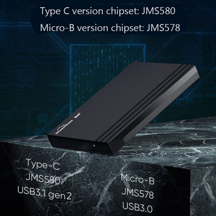 Blueendless MR23S 2.5-inch SATA Mobile Hard Disk Enclosure Tool-free Laptop External SSD, Spec: Type-C