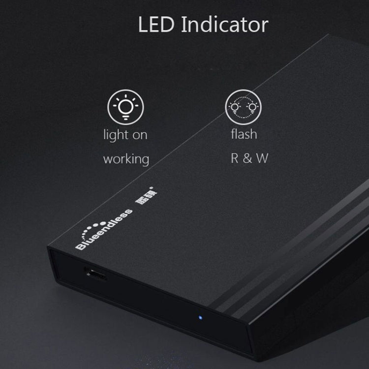 Blueendless MR23S 2.5-inch SATA Mobile Hard Disk Enclosure Tool-free Laptop External SSD, Spec: Type-C