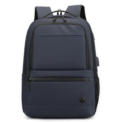 WEPOWER Men Expanded Casual Double Shoulder Bag Multifunctional USB Charging Backpack(Dark Blue)
