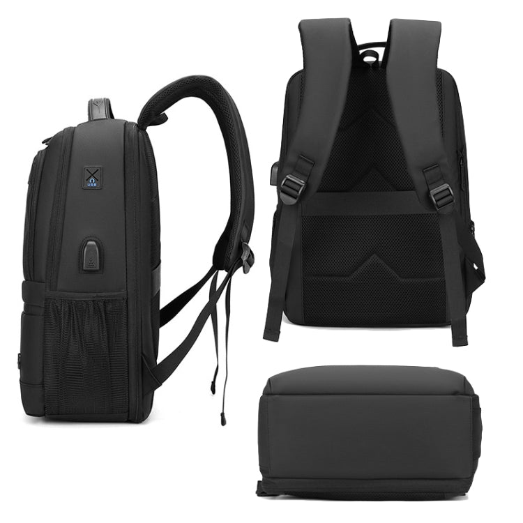 WEPOWER Men Expanded Casual Double Shoulder Bag Multifunctional USB Charging Backpack(Dark Blue)
