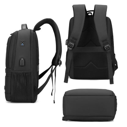 WEPOWER Men Expanded Casual Double Shoulder Bag Multifunctional USB Charging Backpack(Dark Blue)