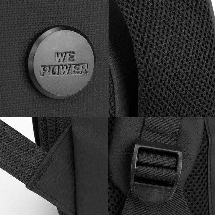 WEPOWER Men Expanded Casual Double Shoulder Bag Multifunctional USB Charging Backpack(Black)