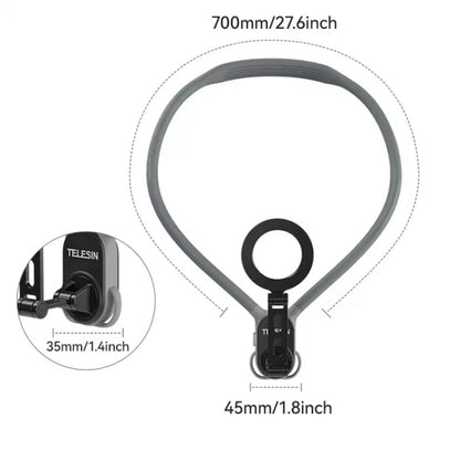 TELESIN MNM-002 Magsafe Magnetic Suction Mobile Phone Hanging Neck POV Viewing Angle Lazy Stand(Gray)