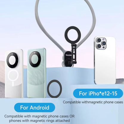 TELESIN MNM-002 Magsafe Magnetic Suction Mobile Phone Hanging Neck POV Viewing Angle Lazy Stand(Sky Blue)