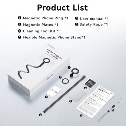 TELESIN P3-FM-01 Flexible Magnetic Fast Disassembly Magsafe Mobile Phone Bracket Sports Camera Entangled Fixed Holder(Grey)