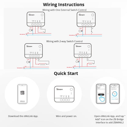 SONOFF ZBMINI L2 Single Fire Dual Control Intelligent On/Off Switch Module Cell Phone Remote Voice Control Switch