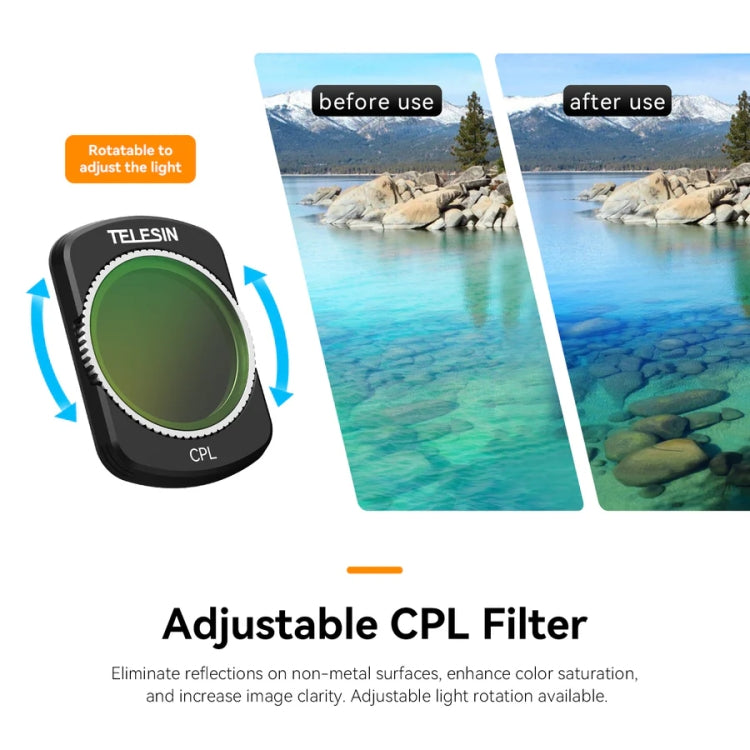 For DJI Pocket 3 TELESIN S5-FLT-03 Magnetic Suction Filter Set CPL+ND16+ND64+ND256