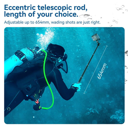 TELESIN WSS-001 65.4cm Aluminum Alloy Waterproof Ball Head Selfie Stick Diving Shooting Sports Camera Extension Stick