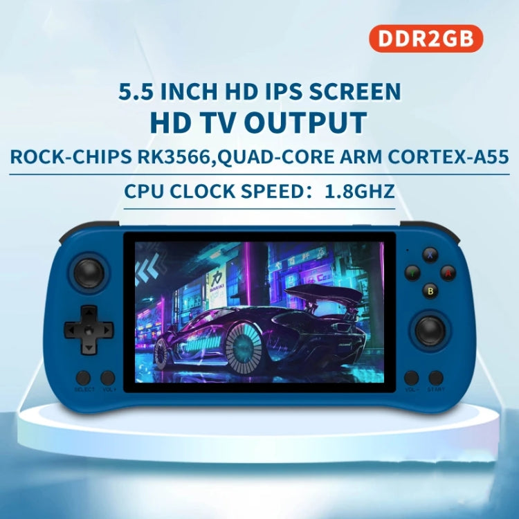 POWKIDDY X55 Game Console 5.5 Inch 1280 X 720 IPS Screen RK3566 Linux System Open-Source Retro Video Player 16GB+128GB(Black)