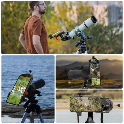Tridaptor Digiscoping Adapter 3-Axis Telescope Phone Mount For Binocular Monocular Microscope With Bluetooth