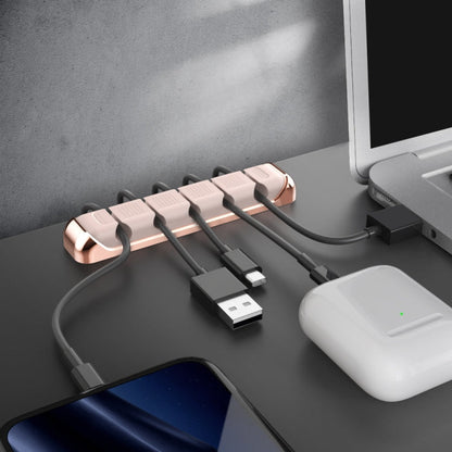 AhaStyle PT125 Aluminum Alloy + Silicone 5 Holes Position Cable Holder Desktop Data Cable Clip(Black)