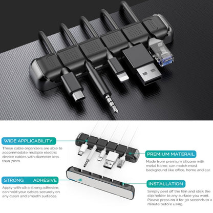 AhaStyle PT125 Aluminum Alloy + Silicone 5 Holes Position Cable Holder Desktop Data Cable Clip(Black)