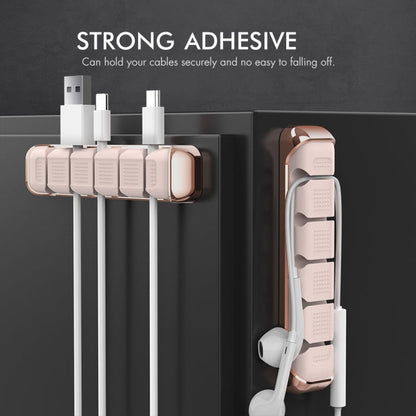 AhaStyle PT125 Aluminum Alloy + Silicone 5 Holes Position Cable Holder Desktop Data Cable Clip(Black)