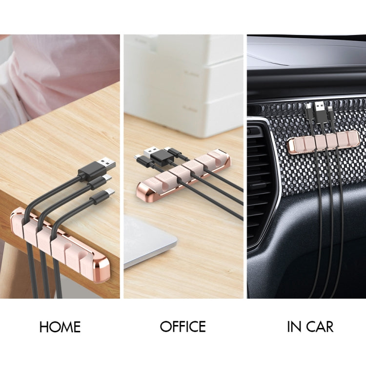 AhaStyle PT125 Aluminum Alloy + Silicone 5 Holes Position Cable Holder Desktop Data Cable Clip(Black)
