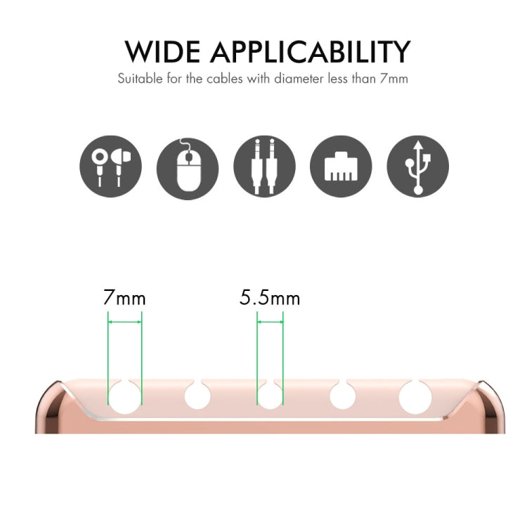 AhaStyle PT125 Aluminum Alloy + Silicone 5 Holes Position Cable Holder Desktop Data Cable Clip(Black)