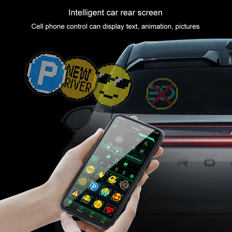 HI.GROOM Car LED Customized Pixel Emoticon Lights Bluetooth Remote Control Interactive AI Screen, Style: With Remote Control