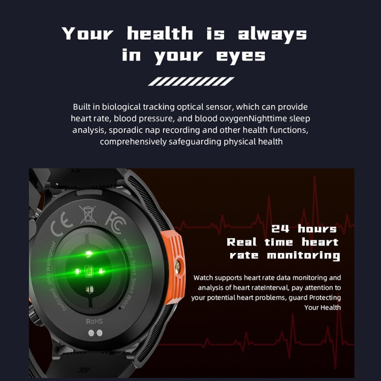 LOKMAT ZEUS6 PRO 1.46-Inch IP68 Waterproof SOS Flashlight Bluetooth Smart Watch(Brick Red)