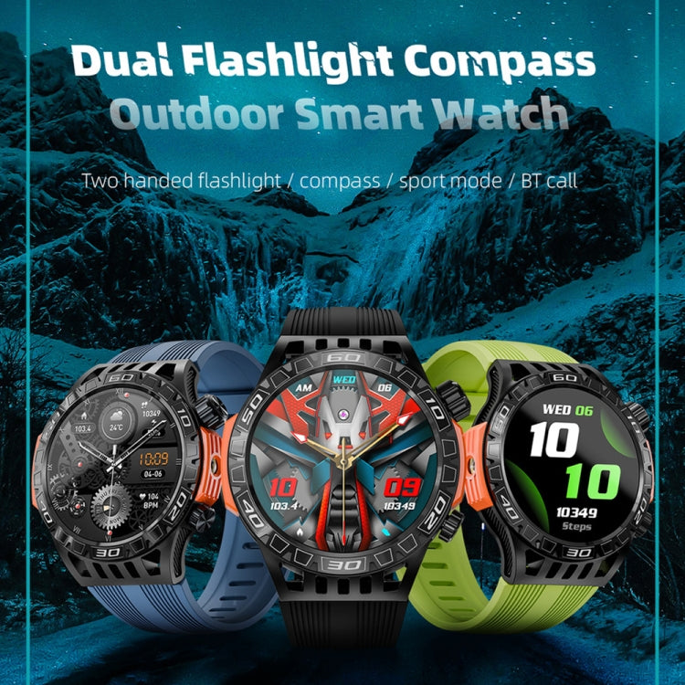 LOKMAT ZEUS6 PRO 1.46-Inch IP68 Waterproof SOS Flashlight Bluetooth Smart Watch(Yellow Green)