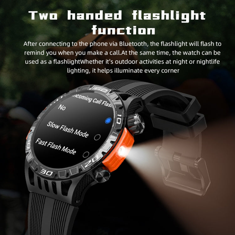 LOKMAT ZEUS6 PRO 1.46-Inch IP68 Waterproof SOS Flashlight Bluetooth Smart Watch(Brick Red)