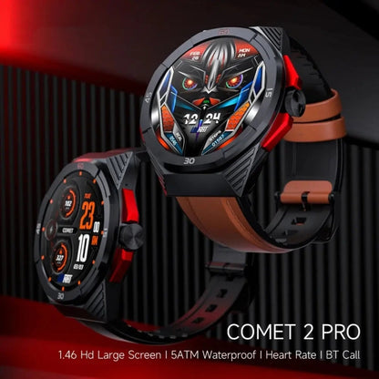 LOKMAT COMET2 PRO 1.46-Inch 5ATM Waterproof Bluetooth Call Smart Watch, Color: Brown Leather