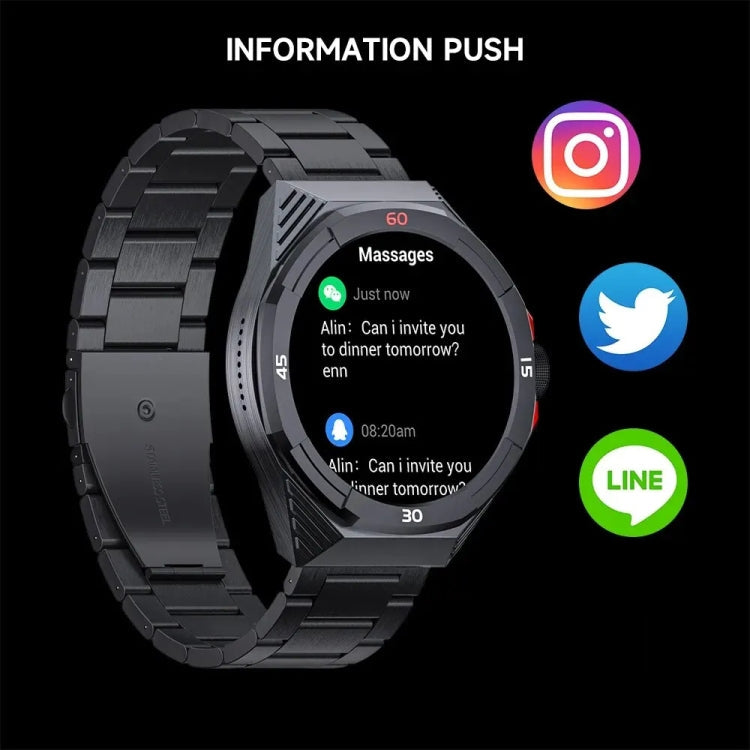 LOKMAT COMET2 PRO 1.46-Inch 5ATM Waterproof Bluetooth Call Smart Watch, Color: Black Stainless Steel