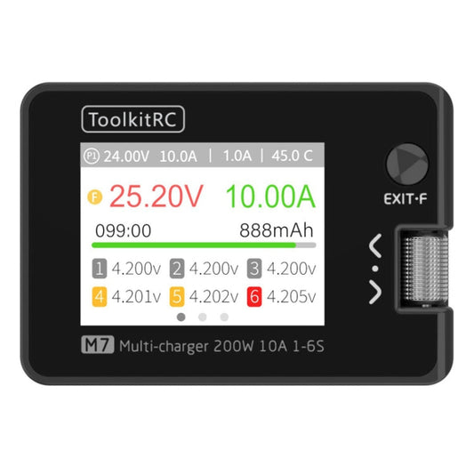 Chargeur d'équilibrage de batterie Li-Po ToolkitRC M7 pour modèles de bateaux et avions (noir)