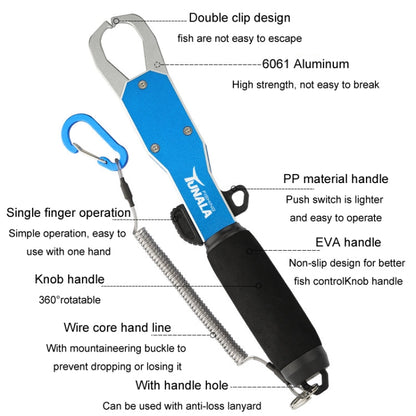TUNALA Outdoor Push-Pull Aluminum Fish Catcher Multi-Functional Fishing Grip Luya Plier(Blue)