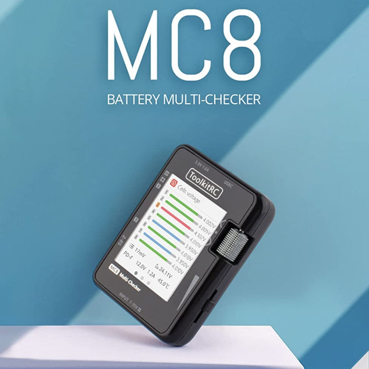 ToolkitRC MC8 Détecteur d'alimentation multifonctionnel avec affichage et chargeur PD (noir)