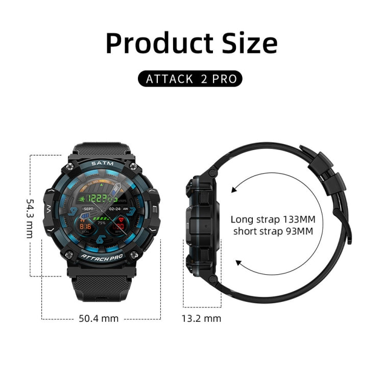 LOKMAT ATTACK 2 PRO 1.39-Inch 5ATM Waterproof Health Monitoring Bluetooth Smart Watch(Gray)