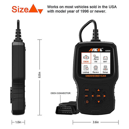 Testeur de Moteur de Voiture OBD2 ANCEL AD530 avec Écran de 2,8 Pouces, Outil de Test de Batterie de Voiture