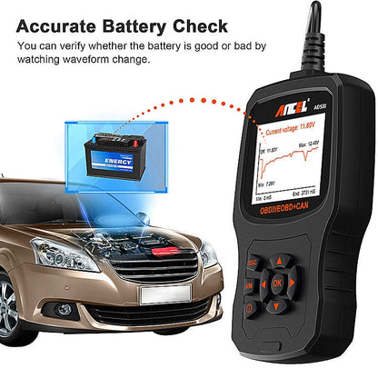 Testeur de Moteur de Voiture OBD2 ANCEL AD530 avec Écran de 2,8 Pouces, Outil de Test de Batterie de Voiture