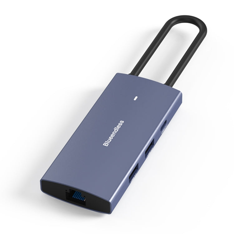 Station d'accueil Blueendless 4K60Hz + LAN Gigabit + données Type-C, spécification : 6-en-1 Bleue