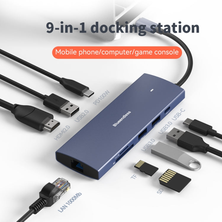 Blueendless 4K60Hz + Gigabit LAN + Data Type-C Docking Station, Spec: 6-in-1 Pink