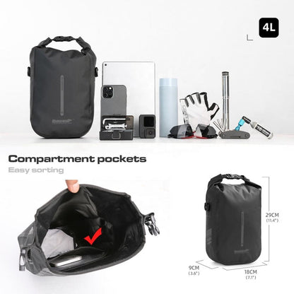 Rhinowalk RK404 4L Outdoor Cycling Quick-release Buckle Full Waterproof Bicycle Front Fork Bag(Black)
