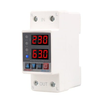 SINOTIMER SVP-718 63A Adjustable Self-resetting Intelligent Over-voltage and Under-voltage Protector 220V AC