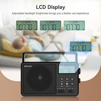 Retekess TR638 Radio FM Bluetooth pleine bande avec affichage numérique LCD et support d'antenne externe (prise UE)